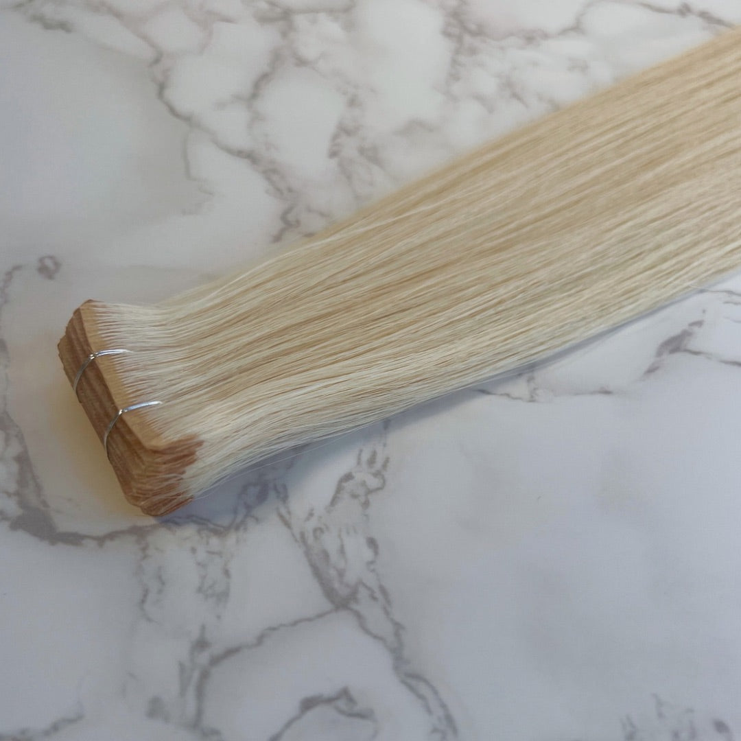 30" Invisible Tape #60 Platinum Blonde Human Hair Extensions - Lillia