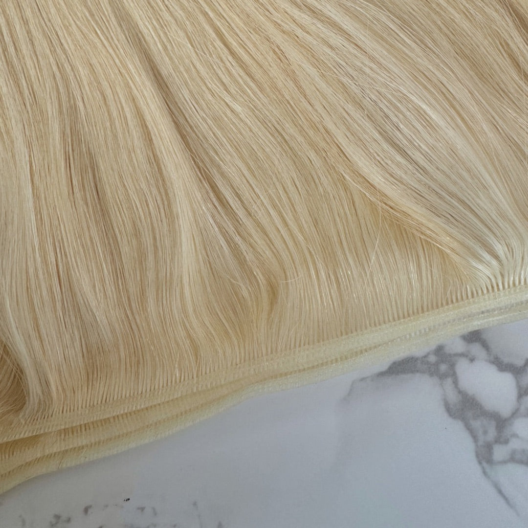 26" Tape Weft #60 Platinum Blonde Human Hair Extensions - Lillia