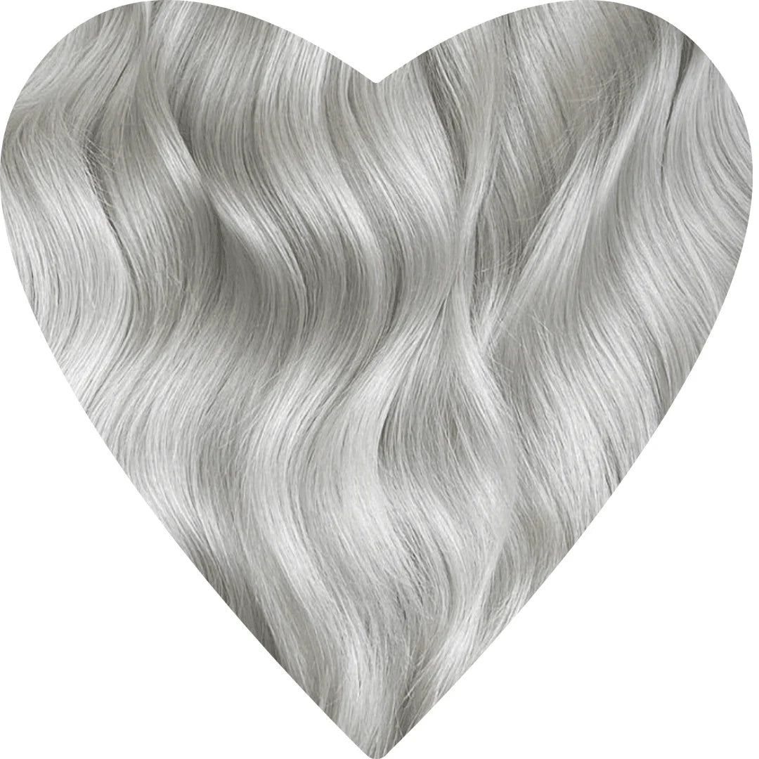 28" Clip In #60A Dark Silver Human Hair Extensions - Jess