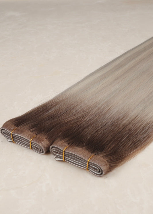 Invisible Tape Weft Human Hair Extensions. Rooted Snowflake #T18/1004/Silver