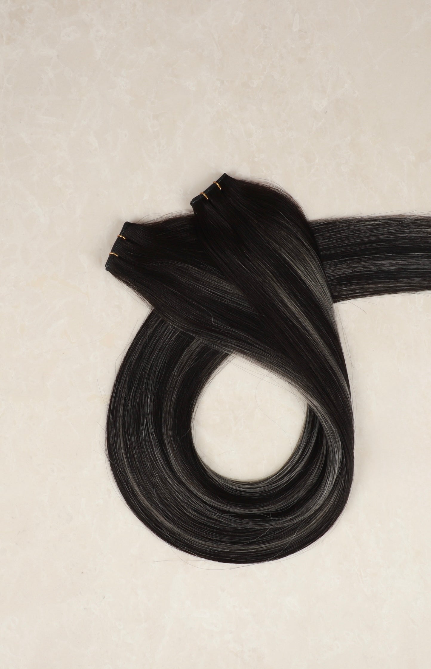 24" Genius Weft Human Hair Extensions. Dubai #B1B/Silver