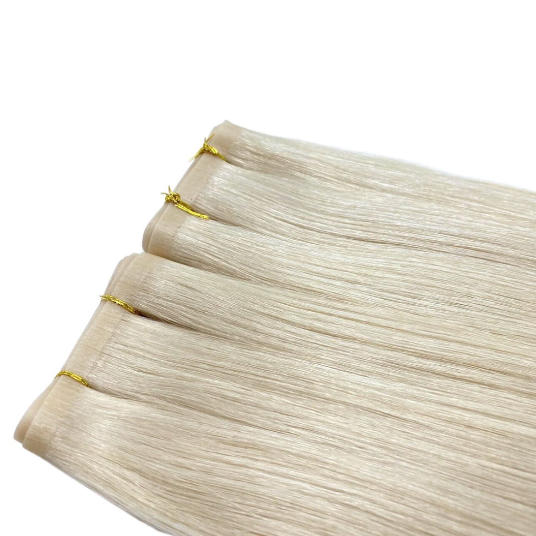 24" Tape Weft #Pla White Blonde Human Hair Extensions - Rebecca