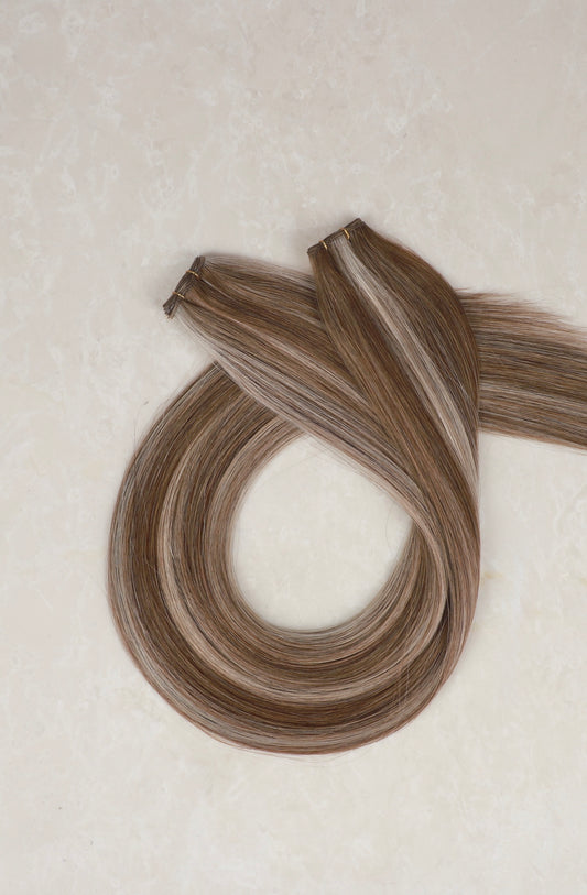 26" Genius Weft Human Hair Extensions. Hollywood Bronde #P18/1004/8