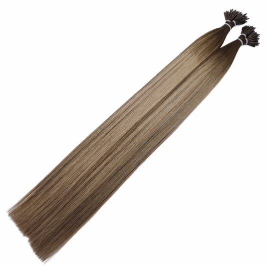 24" Nano Tip #T4Q 4Q/12C Creamy Nutmeg Human Hair Extensions - Ariana