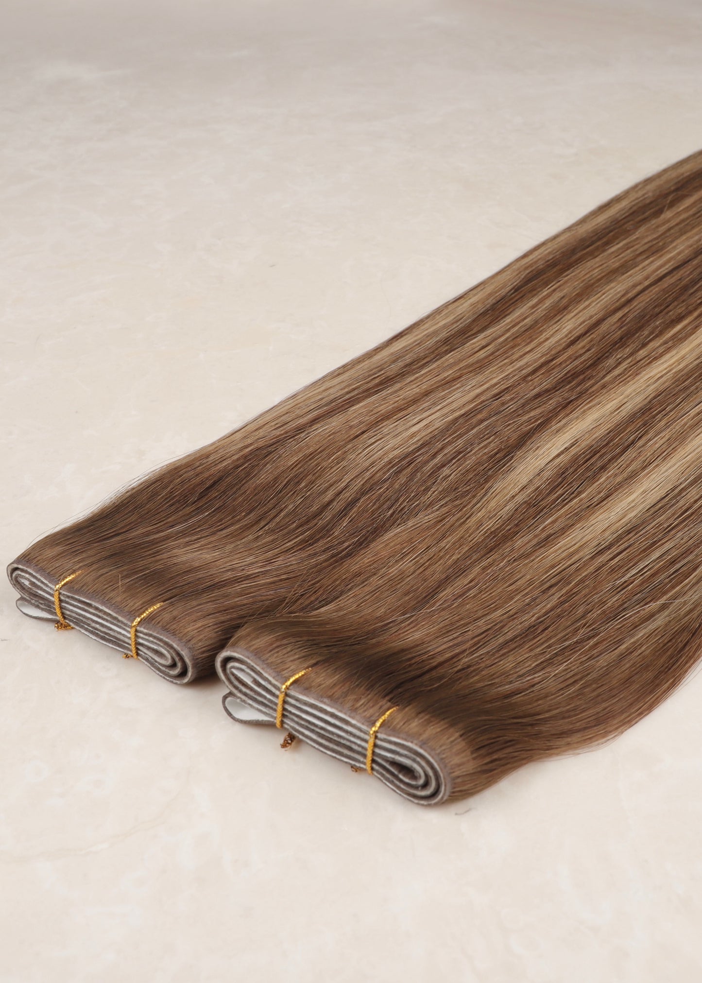 Invisible Tape Weft Human Hair Extensions. Highlight Bronde #P18/DB3