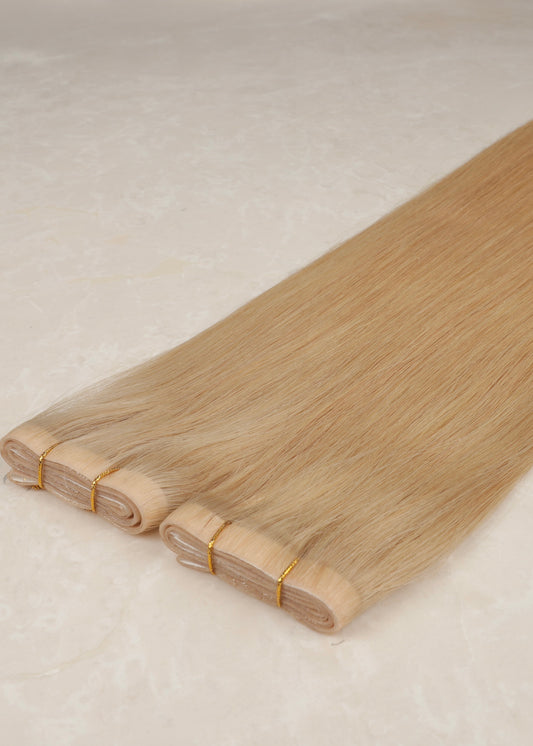 Invisible Tape Weft Human Hair Extensions. Mid Beige Blonde #DB3