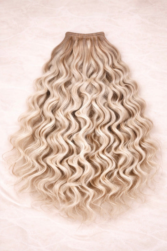 Curly | Wavy Human Hair Extensions. LA Blonde