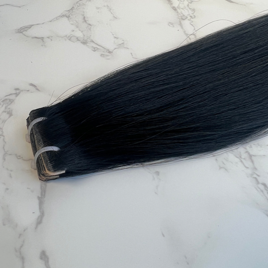 Invisible Tape #1 Jet Black Human Hair Extensions - Casey