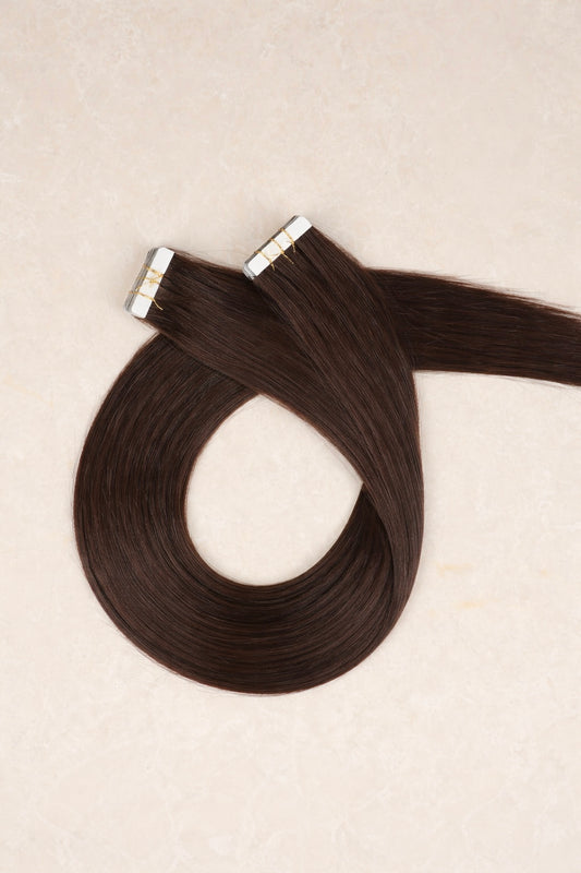 30" Invisible Tape Human Hair Extensions. Cool Chocolate #4