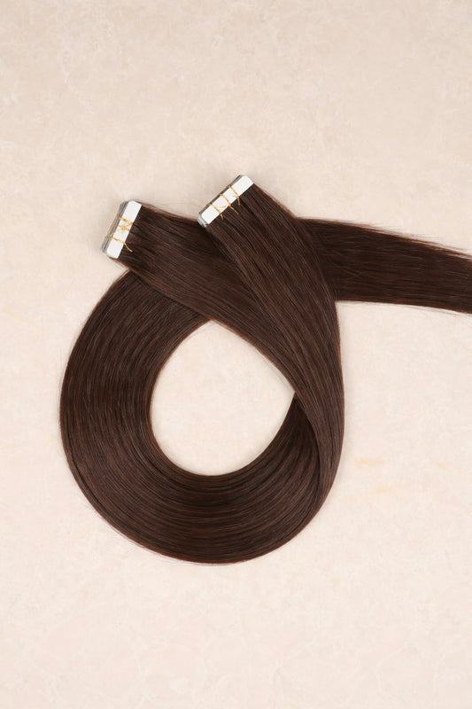 30" Invisible Tape Human Hair Extensions. Chocolate #6