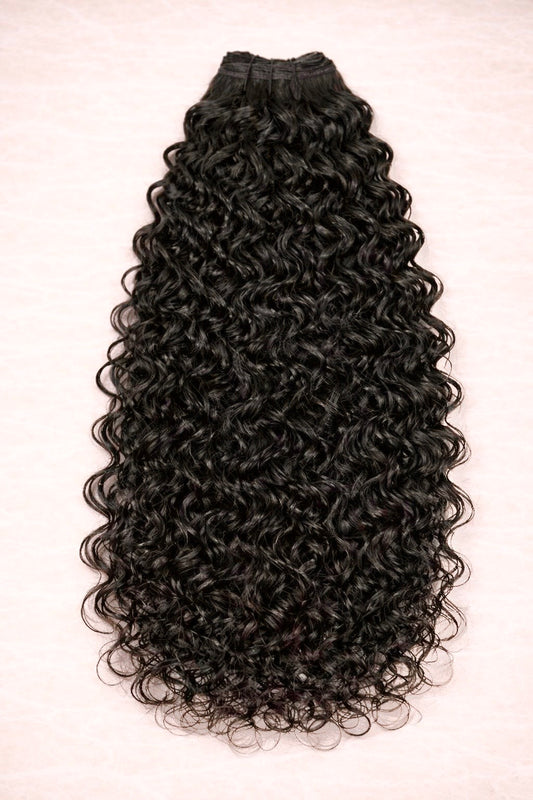 Curly | Wavy Human Hair Extensions. Natural Black