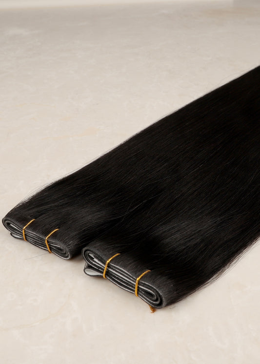 Invisible Tape Weft Human Hair Extensions. Jet Black #1
