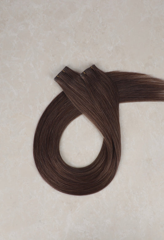 30" Genius Weft Human Hair Extensions. Cool Chocolate #4