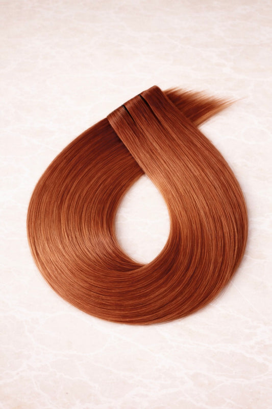 Invisible Butterfly Weft Human Hair Extensions. Copper #33