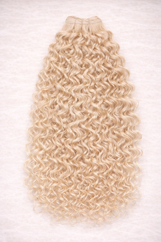 Curly | Wavy Human Hair Extensions. Mid Beige Blonde