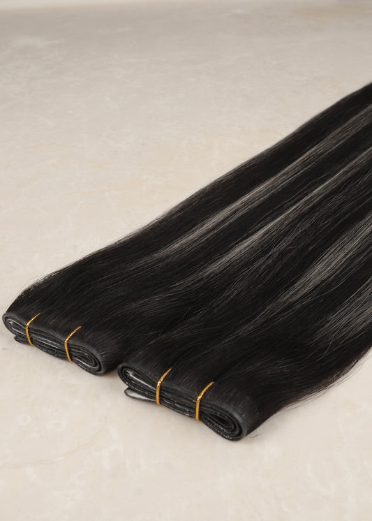 Invisible Tape Weft Human Hair Extensions. Dubai #B1B/Silver