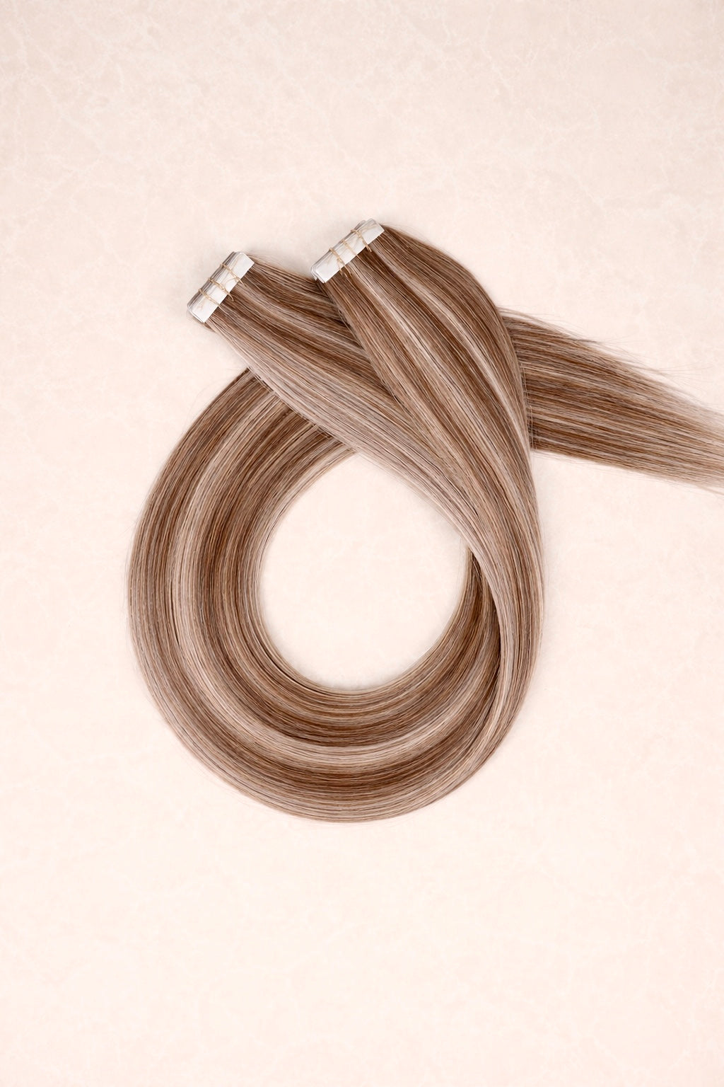 18" Invisible Tape Human Hair Extensions. Highlighted Bronde #P18/DB3