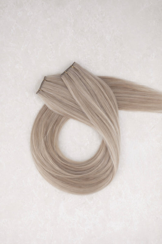 30" Genius Weft Human Hair Extensions. Mid Mushroom Blonde
