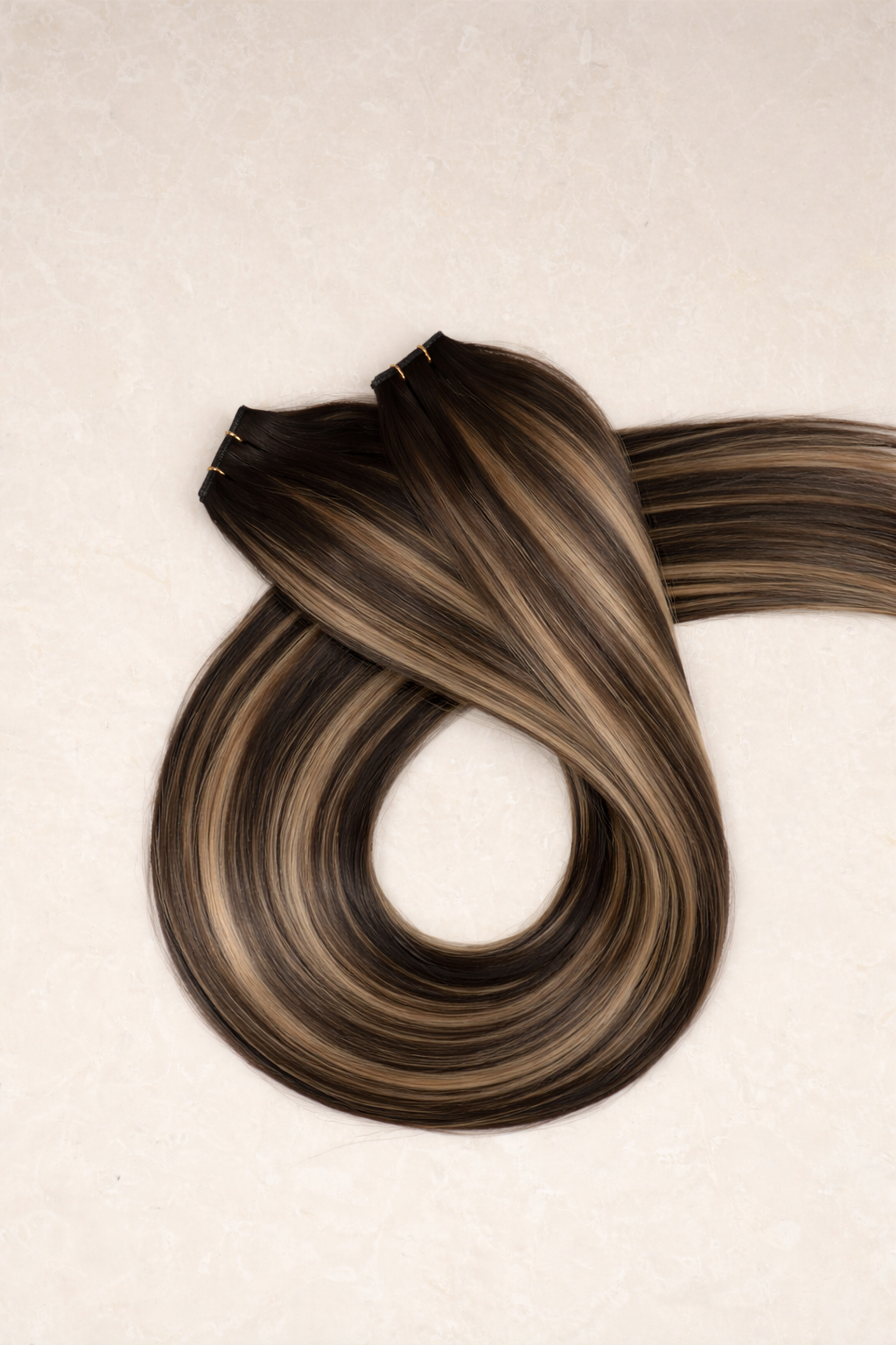 16" Genius Weft Human Hair Extensions. Iced Espresso #P6/1003/4