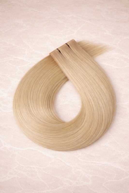 Invisible Butterfly Weft Human Hair Extensions. Mid Beige Blonde #DB3