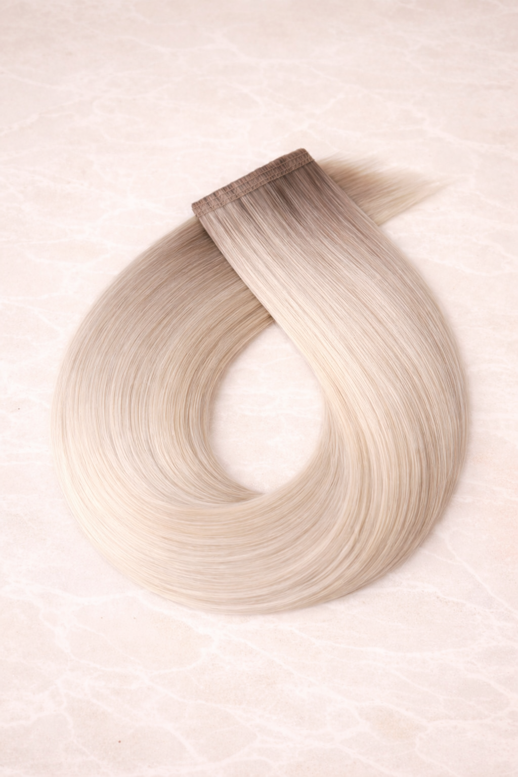 Flat Weft Human Hair Extensions. Rooted Snowflake #B18/1004/Silver