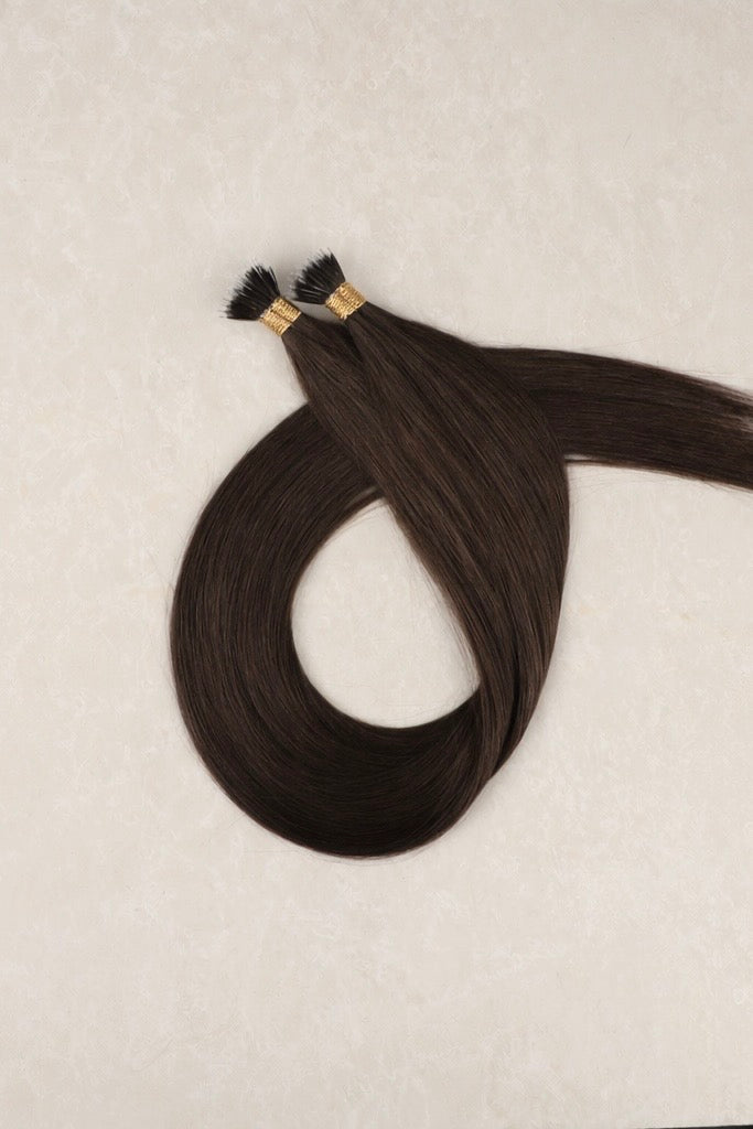 16" Nano Tip Human Hair Extensions. Cool Chocolate #4