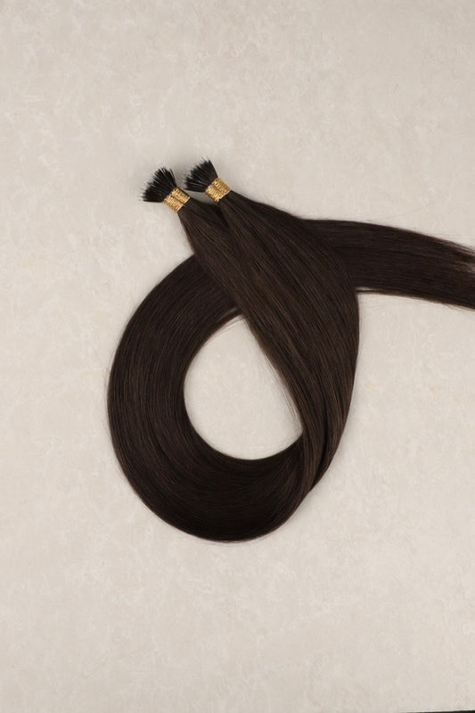 16" Nano Tip Human Hair Extensions. Espresso #2