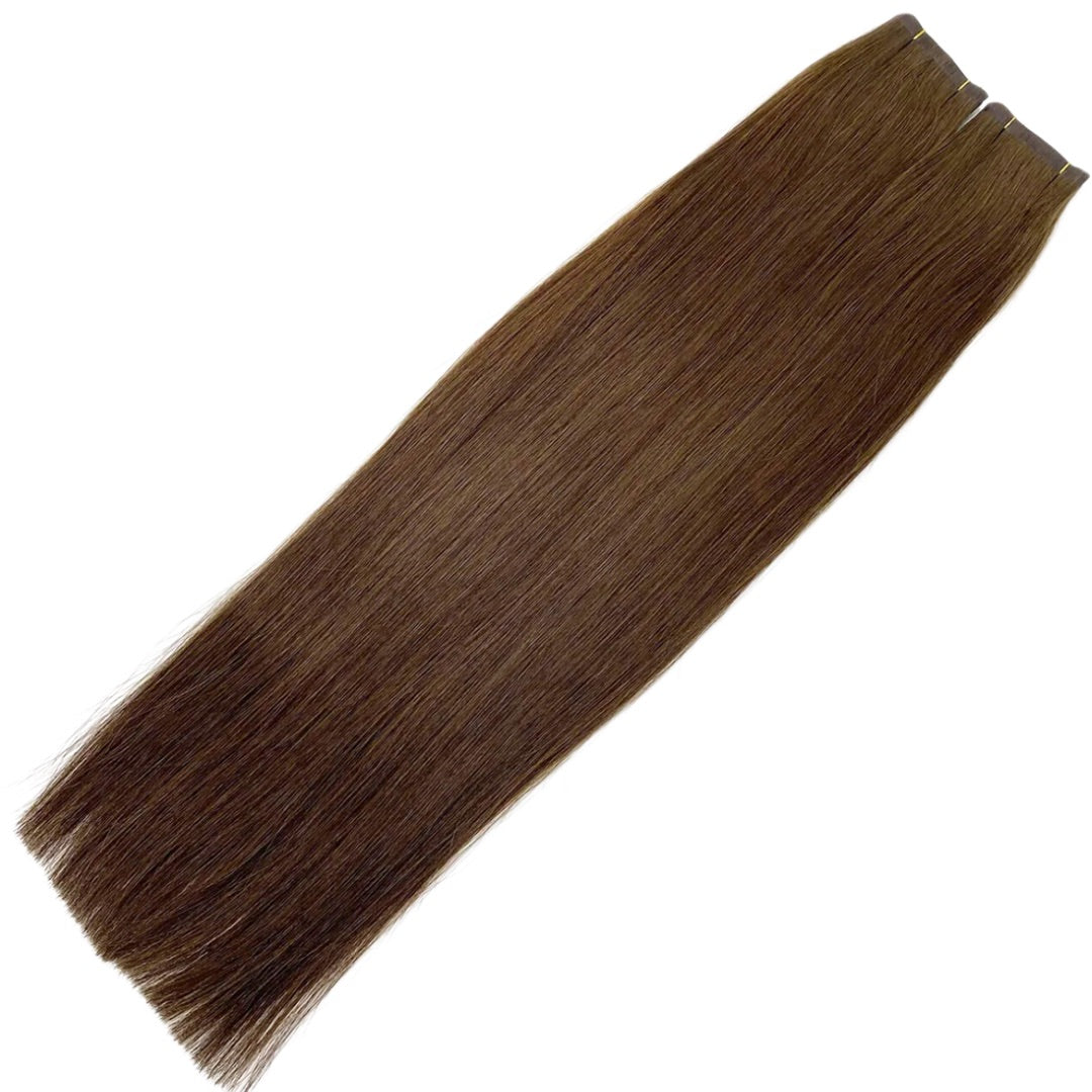 16" Tape Weft #4 Chestnut Human Hair Extensions - Mira