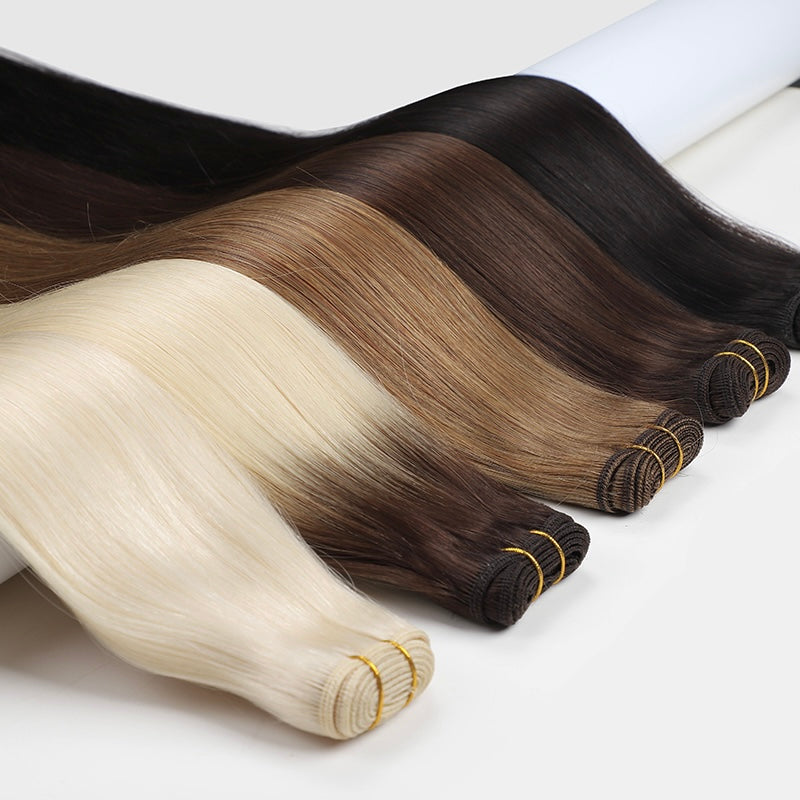 Luxe Volume Weft Human Hair Extensions. Luxe Platinum Range. 100g
