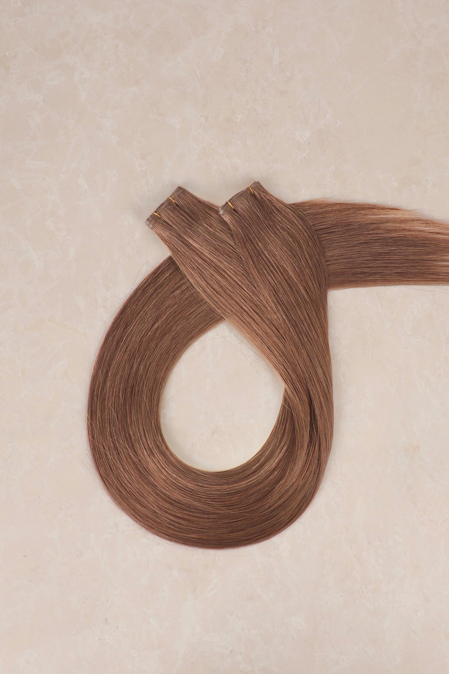 28" Genius Weft Human Hair Extensions. Caramel Brown #14