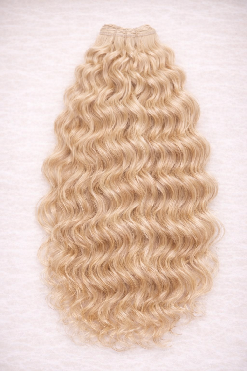Curly | Wavy Human Hair Extensions. Mid Beige Blonde