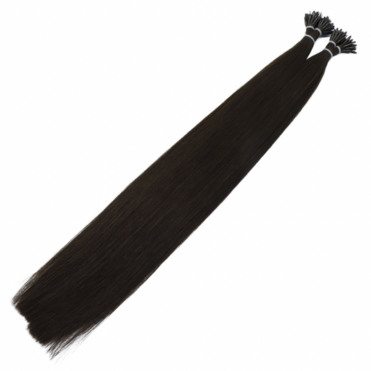 24" Nano Tip #1A Espresso Human Hair Extensions - Bethany