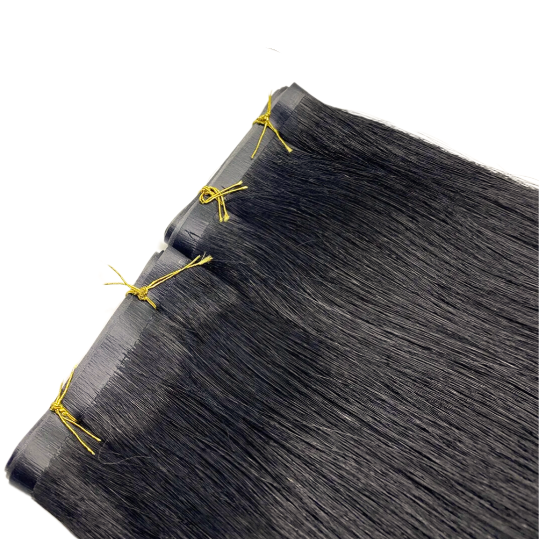 22" Tape Weft #1B Natural Black Human Hair Extensions - Zivile