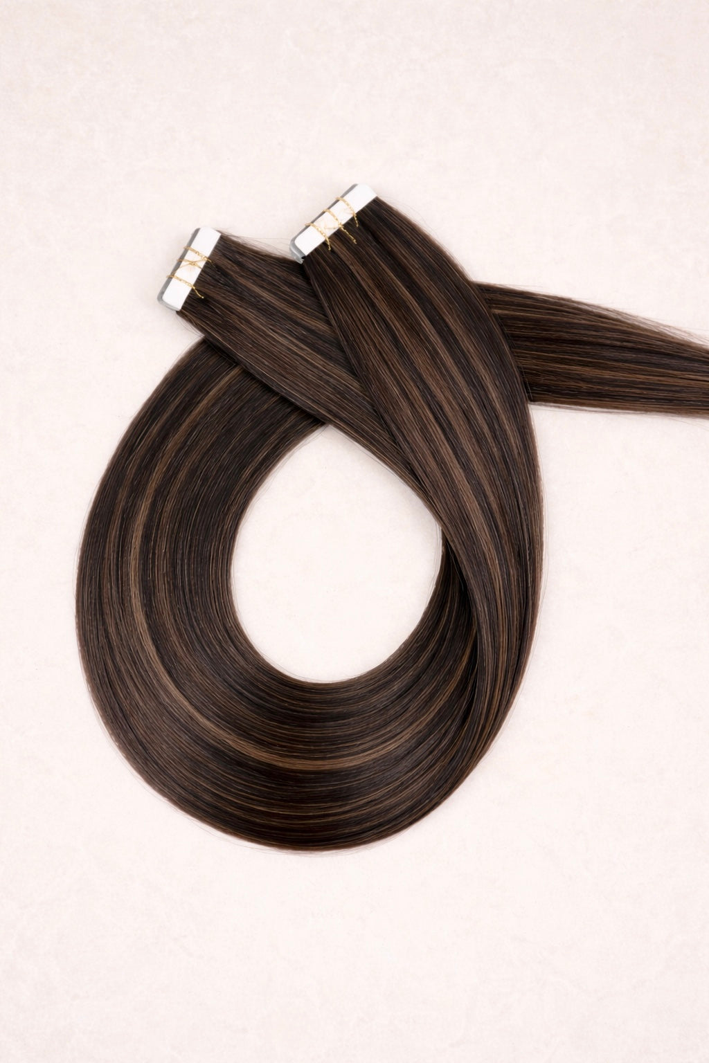 28" Invisible Tape Human Hair Extensions. Iced Espresso. #P6/1003/4
