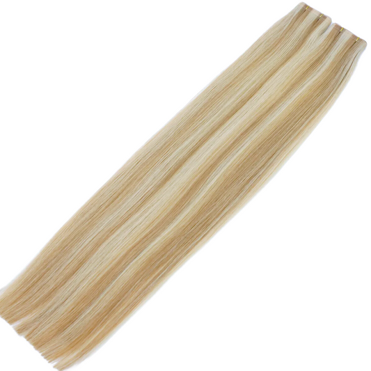 18" Tape Weft #60/12C/5Q Highlighted Blonde Human Hair Extensions - Mariah