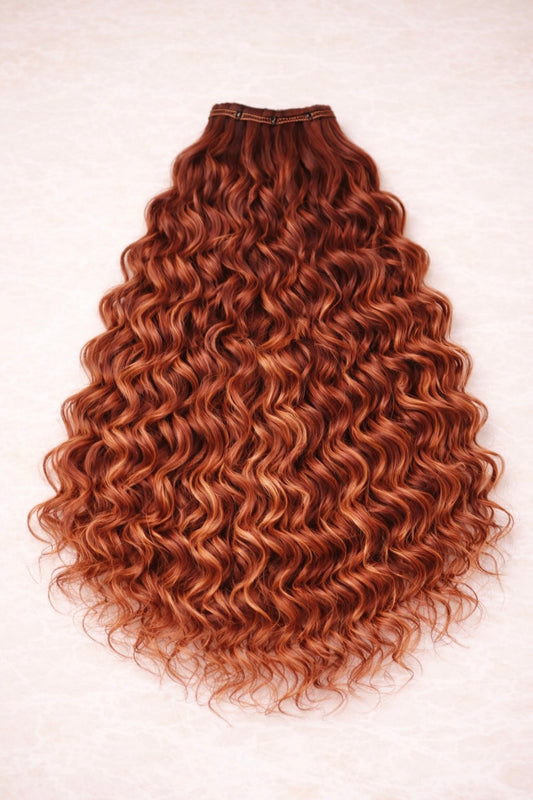 Curly | Wavy Human Hair Extensions. Copper