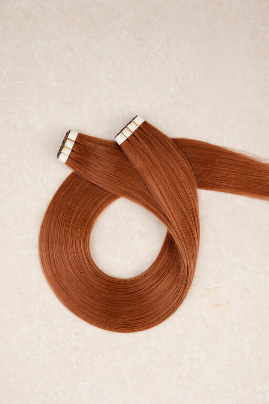 30" Invisible Tape Human Hair Extensions. Copper