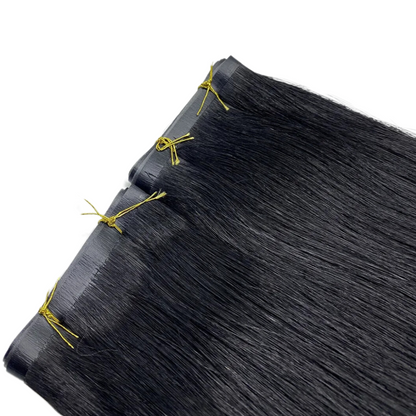 18" Tape Weft #1 Jet Black Human Hair Extensions - Casey