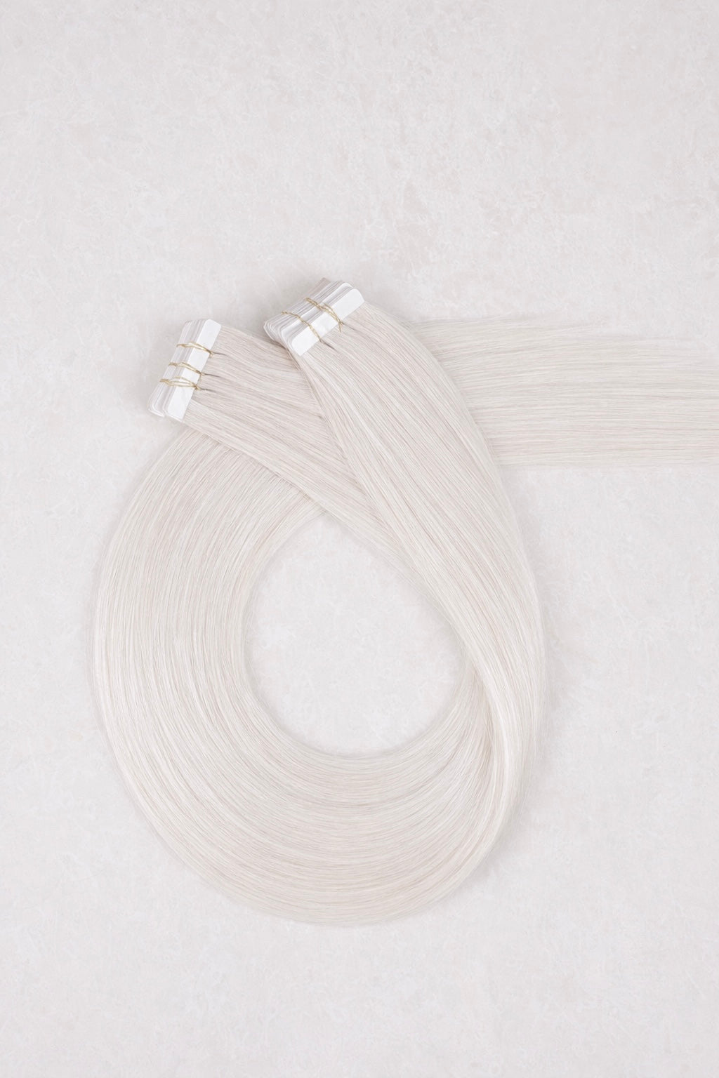 16" Invisible Tape Human Hair Extensions. Light Silver