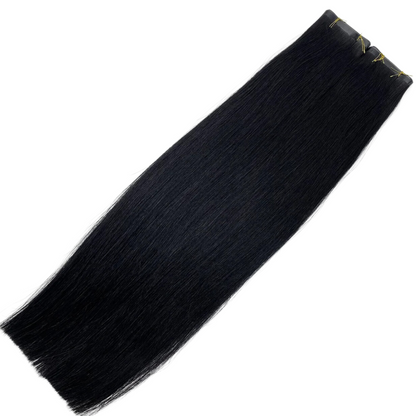 18" Tape Weft #1 Jet Black Human Hair Extensions - Casey