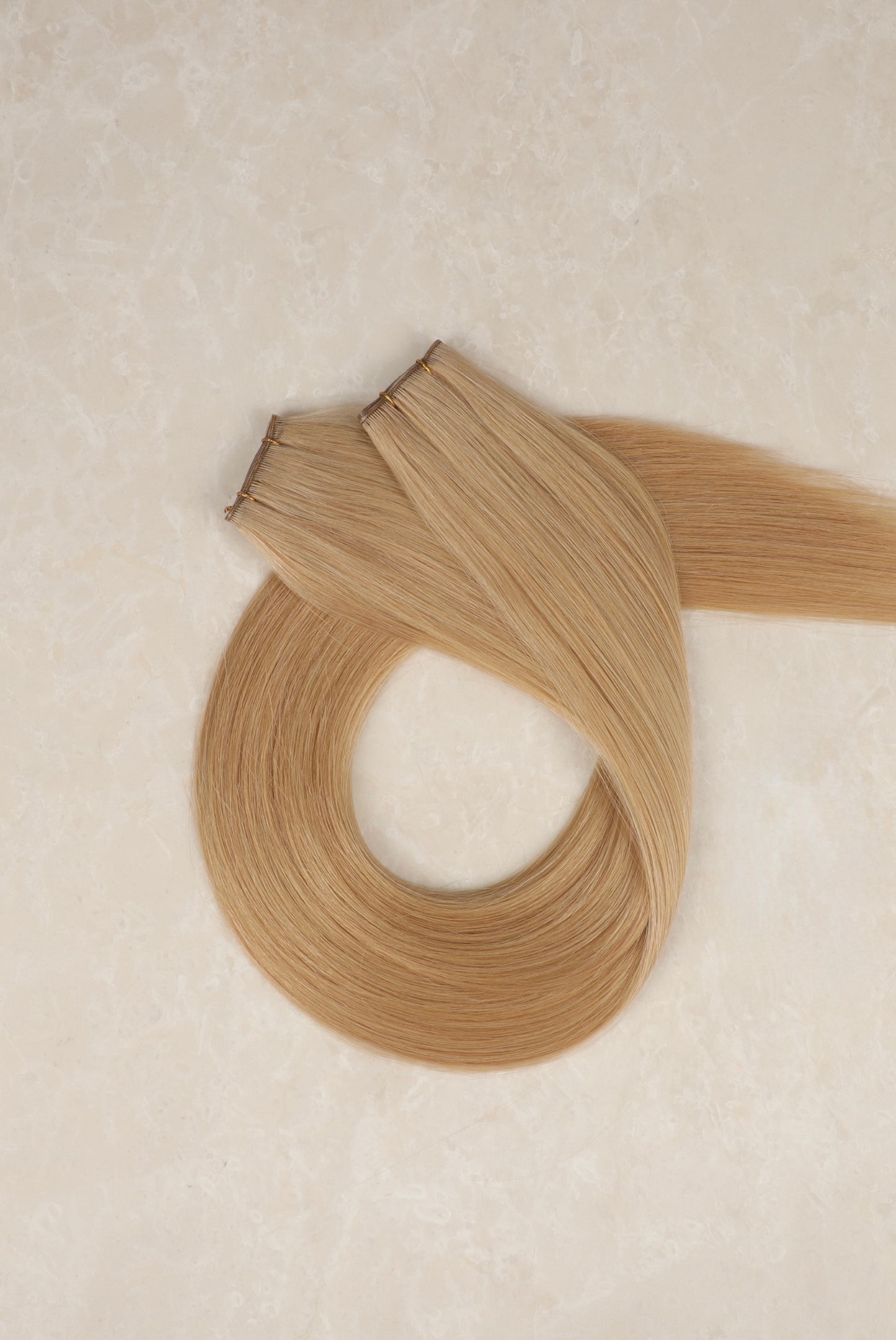 16" Genius Weft Human Hair Extensions. Light Mocha #DB4