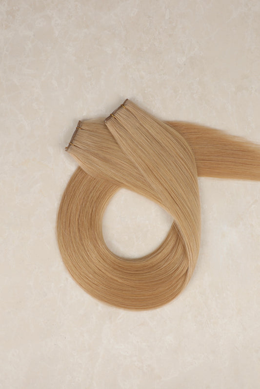 30" Genius Weft Human Hair Extensions. Light Mocha #DB4