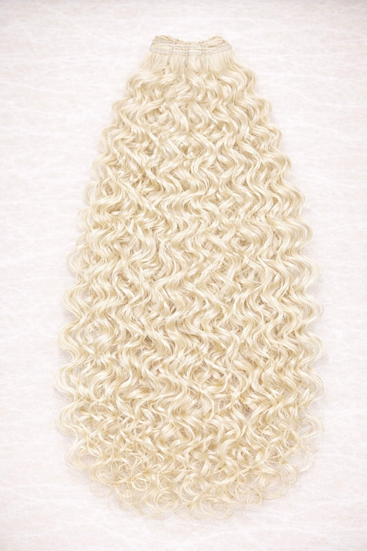Curly | Wavy Human Hair Extensions. White Blonde