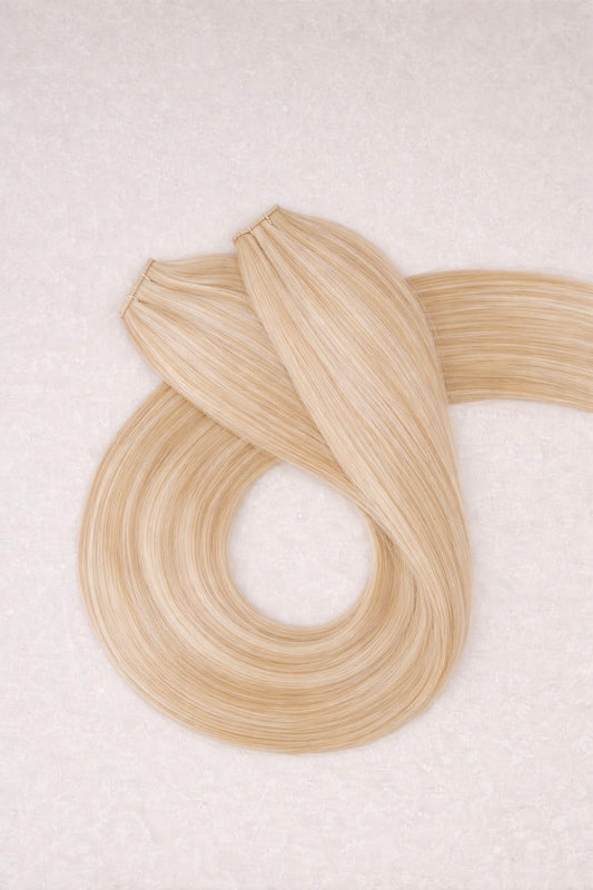 30" Genius Weft Human Hair Extensions. Highlighted Blonde #B10/1004/1010/1003