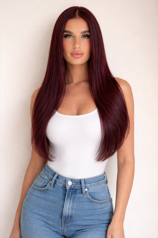 24" Nano Tip Human Hair Extensions. Burgundy #32