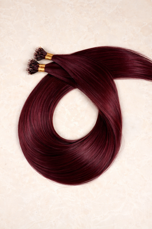 16" Nano Tip Human Hair Extensions. Burgundy #32