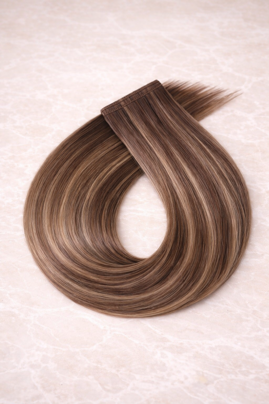 Flat Weft Human Hair Extensions. Highlight Bronde #B18/DB3