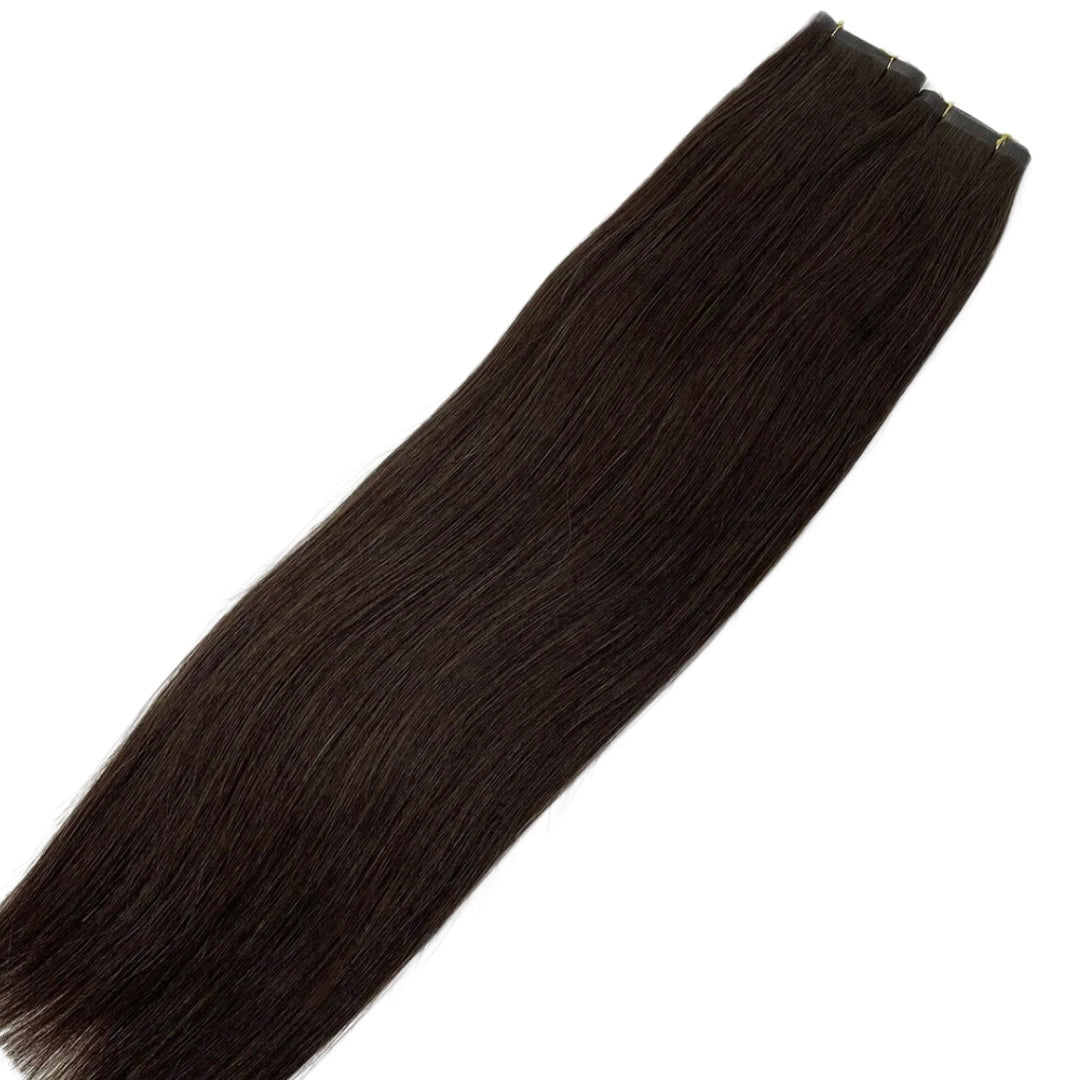 22" Tape Weft #2Q Cool Chocolate Human Hair Extensions - Paula