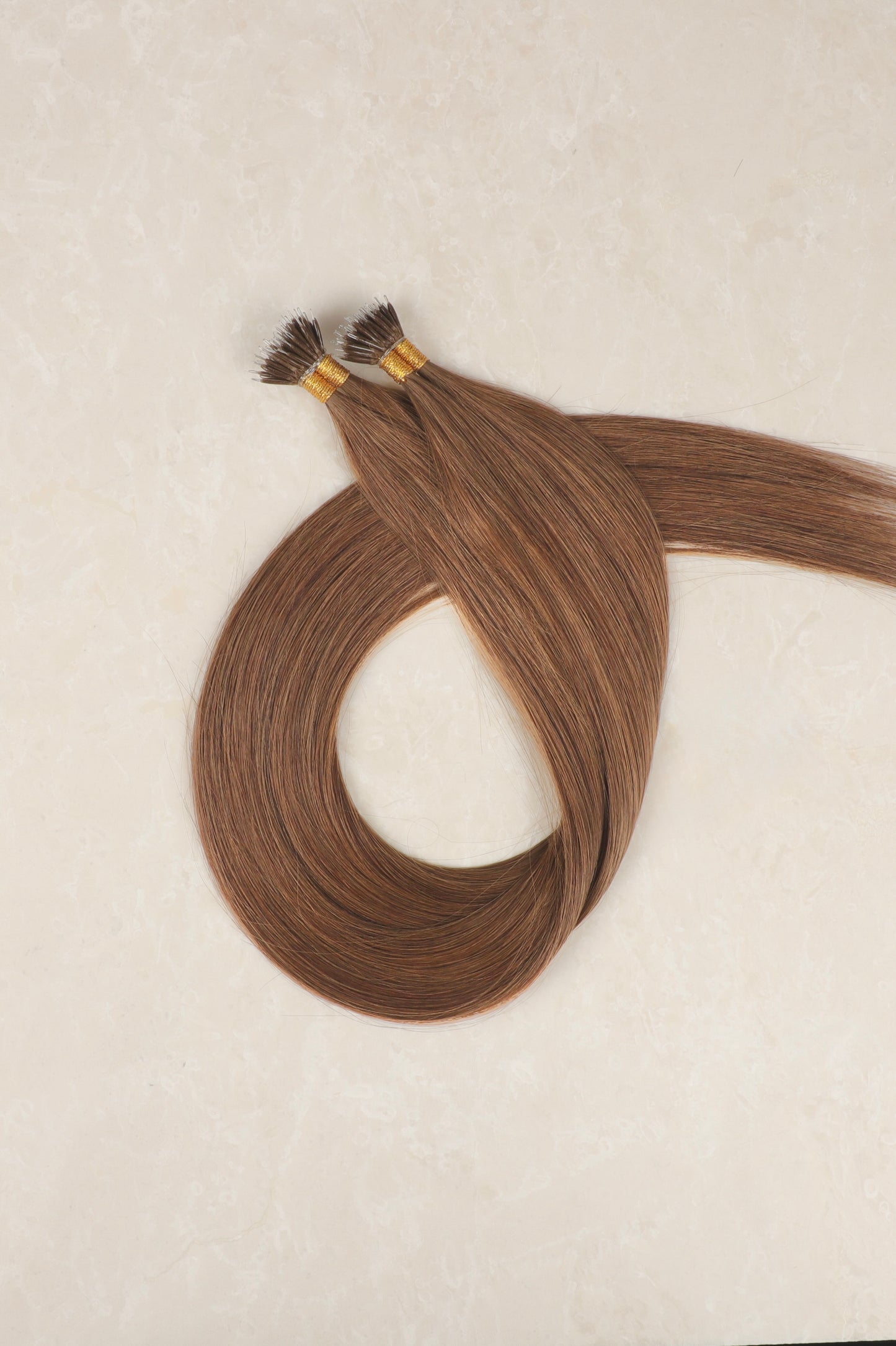 24" Nano Tip Human Hair Extensions. Caramel Brown 14
