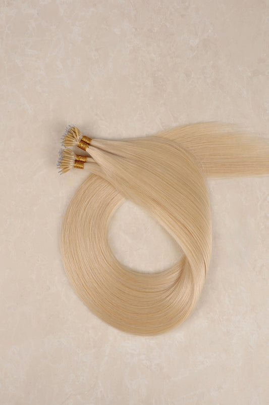 16" Nano Tip Human Hair Extensions. Champagne Blonde #20